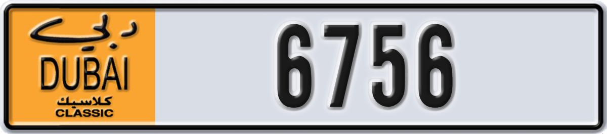 dubai classic License Plate Number 6756 Code NOC