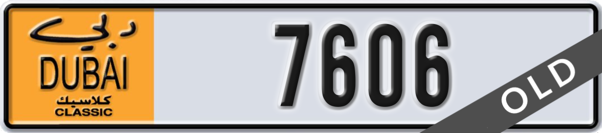 dubai classic License Plate Number 7606 Code NOC