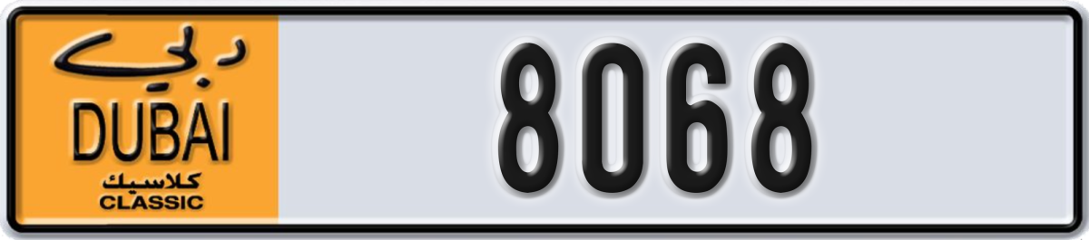 dubai classic License Plate Number 8068 Code NOC