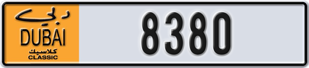dubai classic License Plate Number 8380 Code NOC
