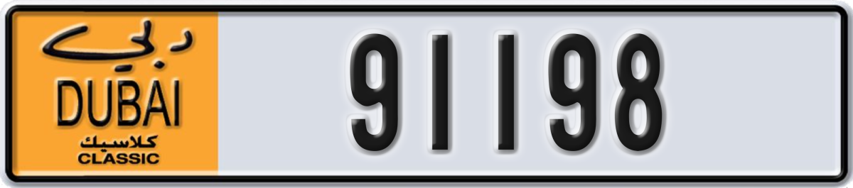 dubai classic License Plate Number 91198 Code NOC