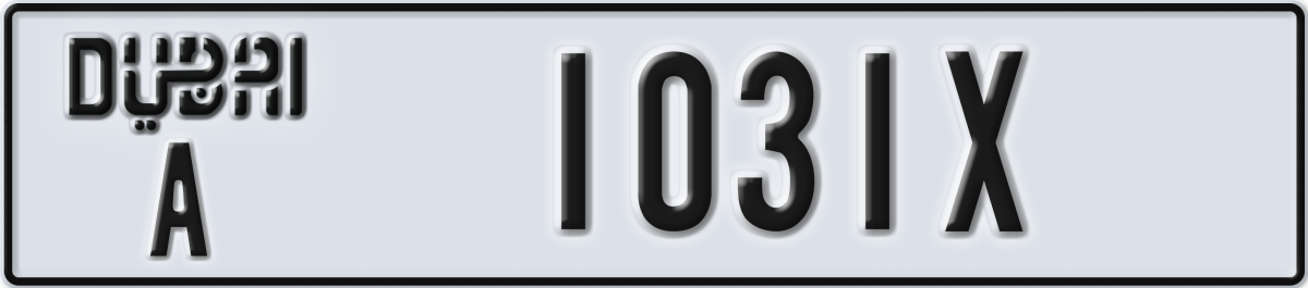 dubai License Plate Number 1031X Code A
