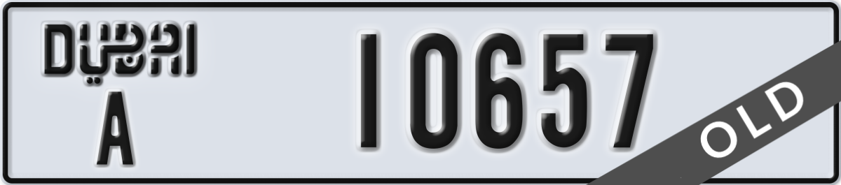 dubai License Plate Number 10657 Code A