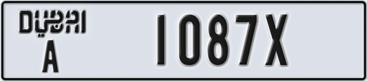 dubai License Plate Number 1087X Code A
