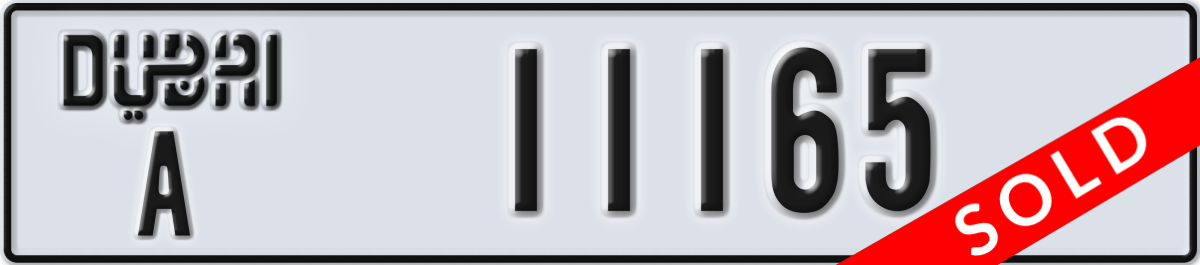 dubai License Plate Number 11165 Code A