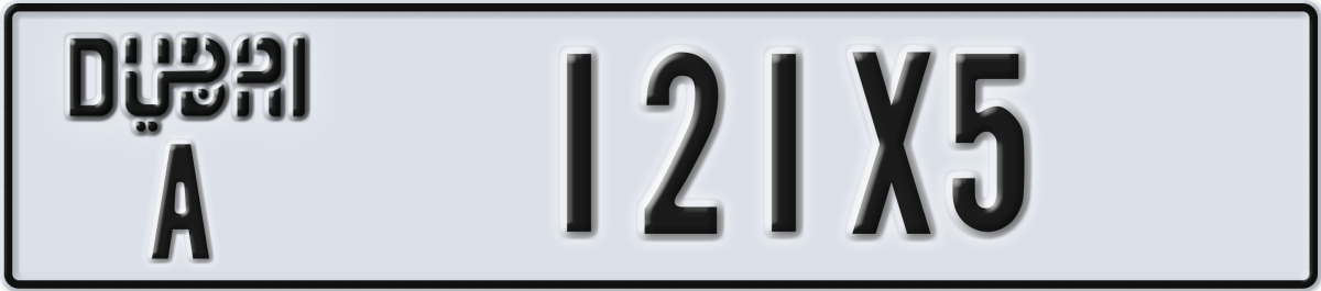 dubai License Plate Number 121X5 Code A