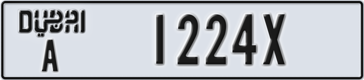 dubai License Plate Number 1224X Code A