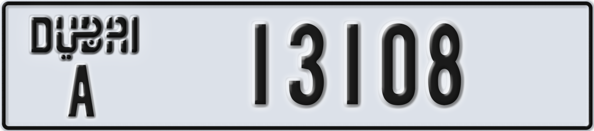 dubai License Plate Number 13108 Code A