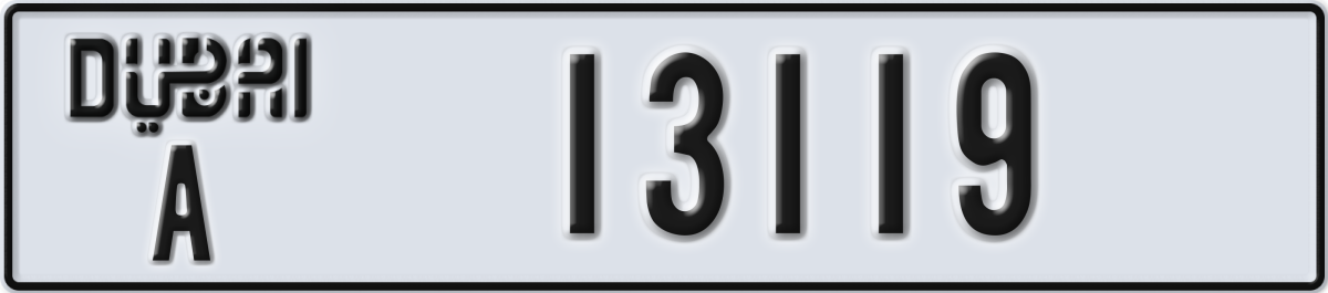 dubai License Plate Number 13119 Code A