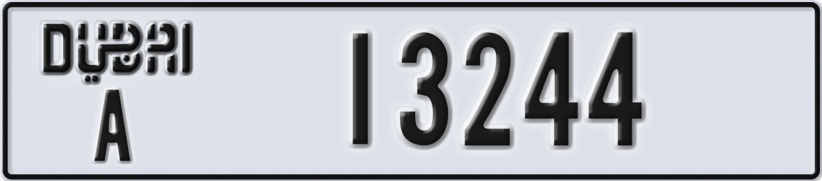 dubai License Plate Number 13244 Code A