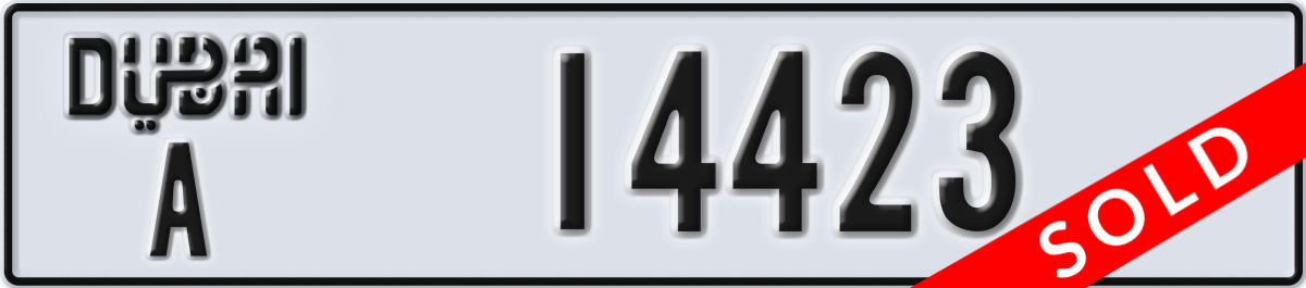 dubai License Plate Number 14423 Code A