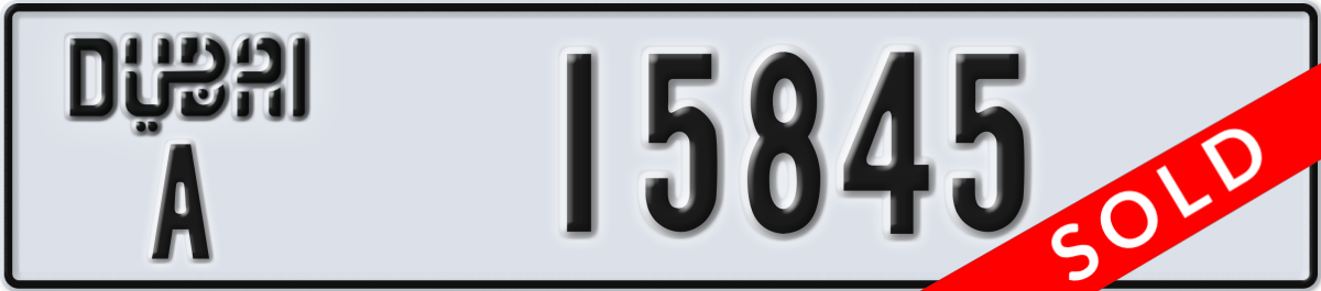 dubai License Plate Number 15845 Code A