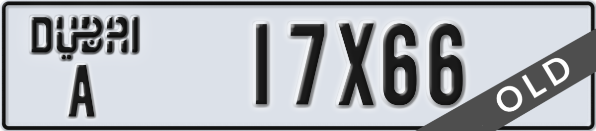dubai License Plate Number 17X66 Code A