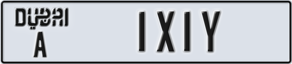 dubai License Plate Number 1X1Y Code A