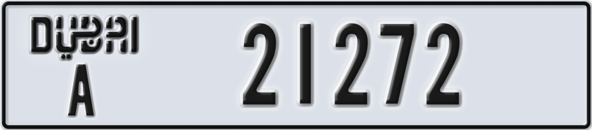 dubai License Plate Number 21272 Code A