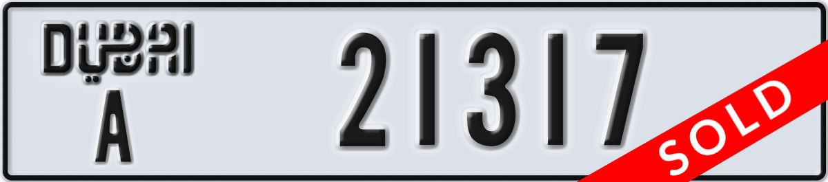 dubai License Plate Number 21317 Code A