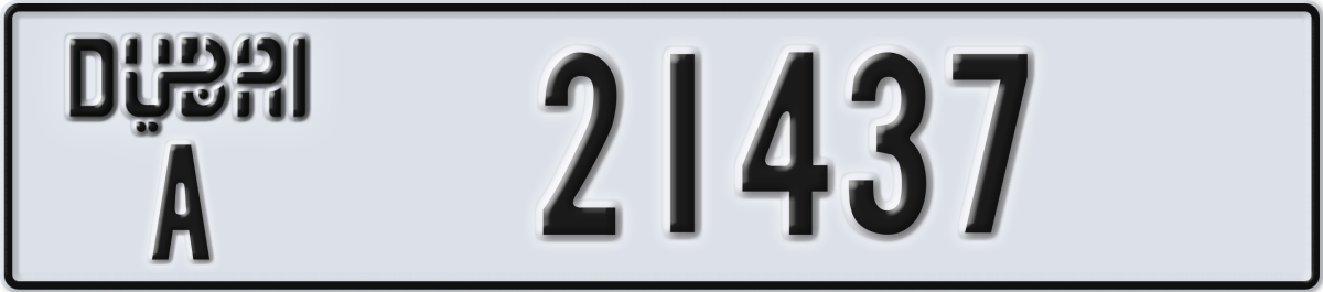 dubai License Plate Number 21437 Code A