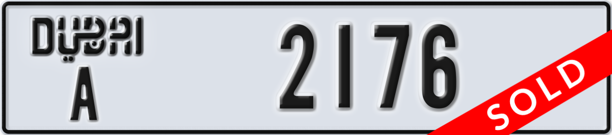 dubai License Plate Number 2176 Code A