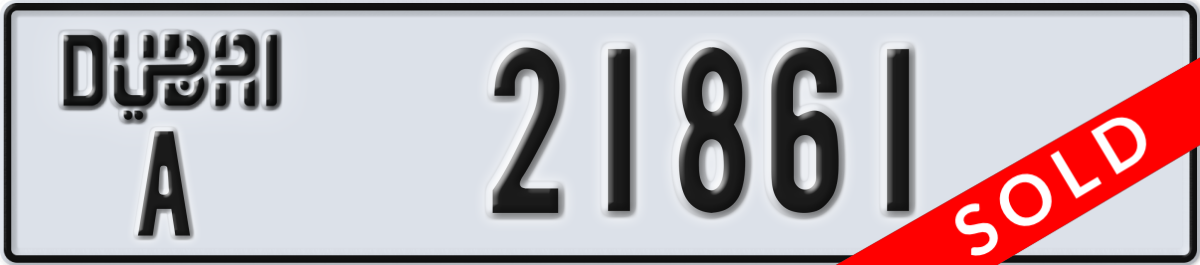 dubai License Plate Number 21861 Code A