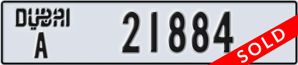 dubai License Plate Number 21884 Code A