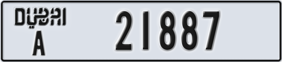 dubai License Plate Number 21887 Code A