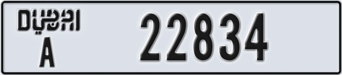 dubai License Plate Number 22834 Code A
