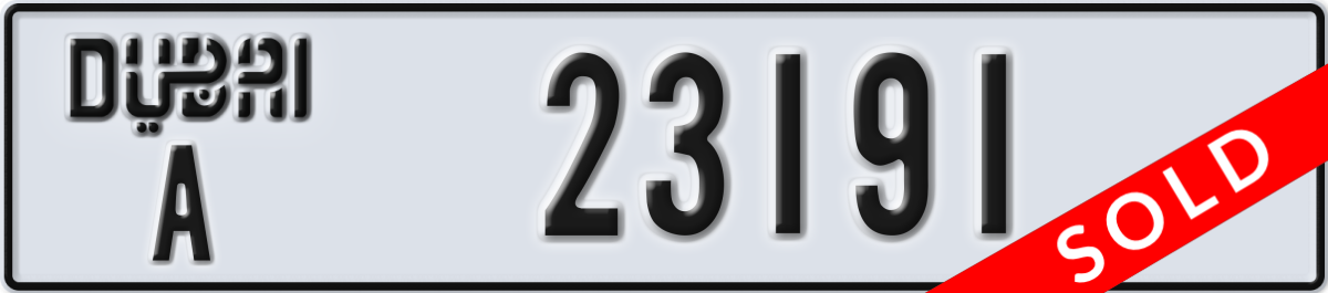 dubai License Plate Number 23191 Code A