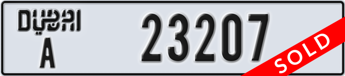 dubai License Plate Number 23207 Code A