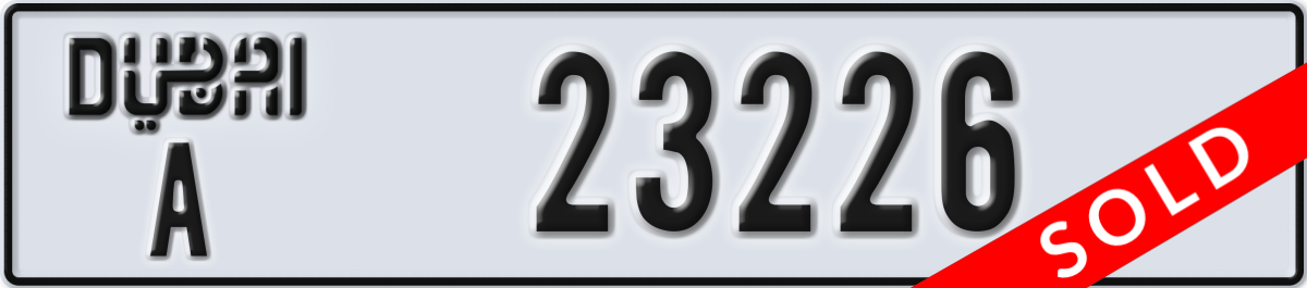 dubai License Plate Number 23226 Code A
