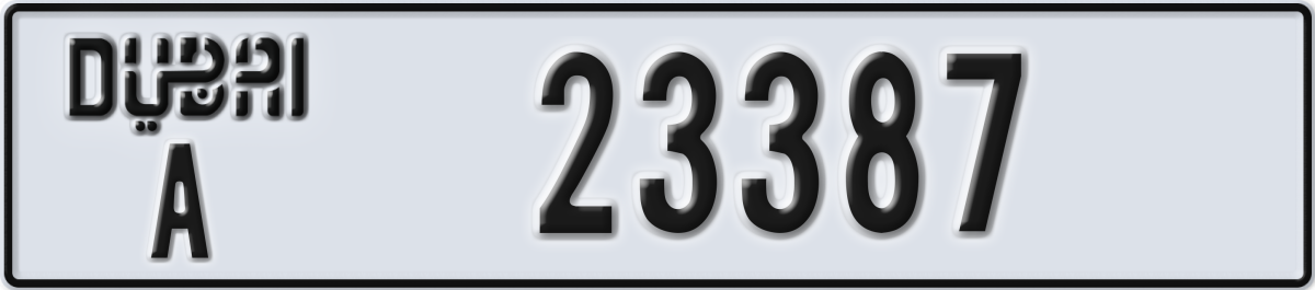 dubai License Plate Number 23387 Code A