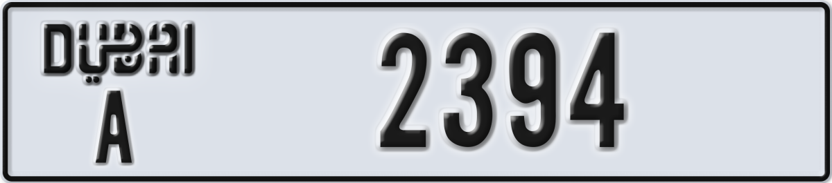 dubai License Plate Number 2394 Code A