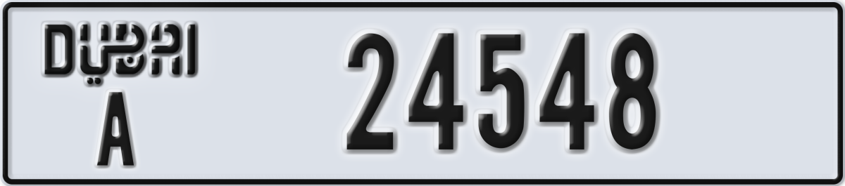 dubai License Plate Number 24548 Code A