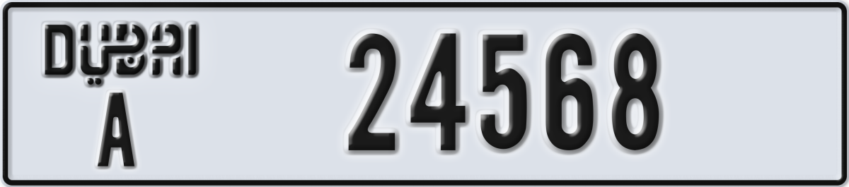 dubai License Plate Number 24568 Code A