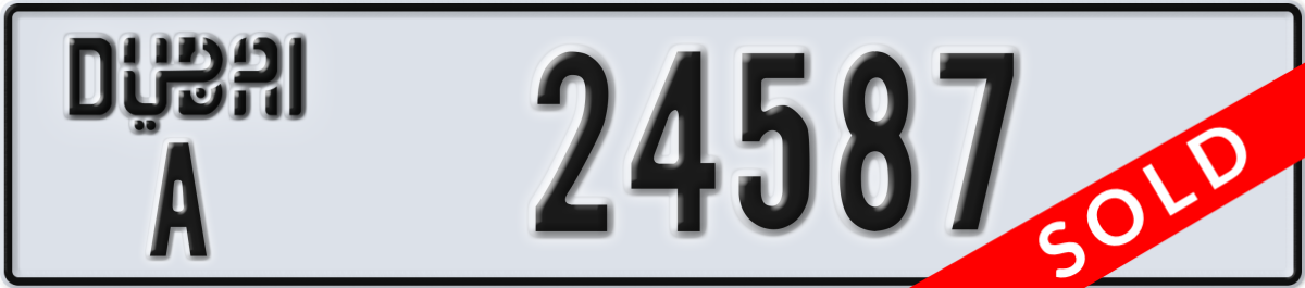 dubai License Plate Number 24587 Code A