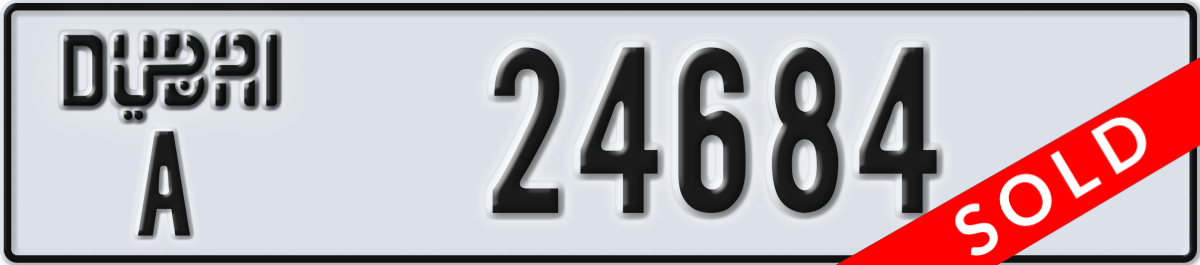 dubai License Plate Number 24684 Code A