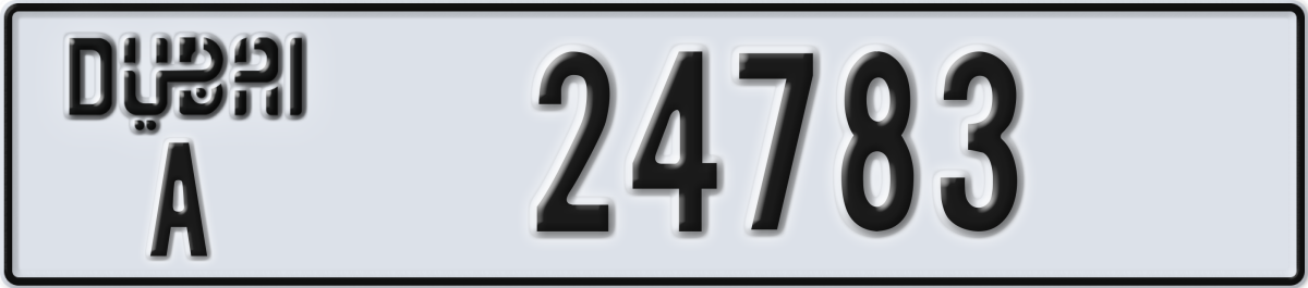 dubai License Plate Number 24783 Code A