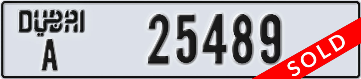 dubai License Plate Number 25489 Code A