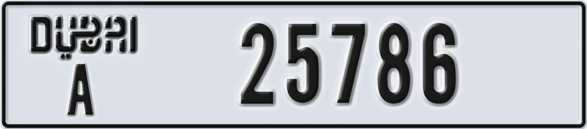 dubai License Plate Number 25786 Code A