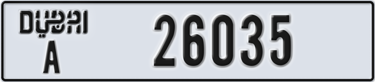 dubai License Plate Number 26035 Code A