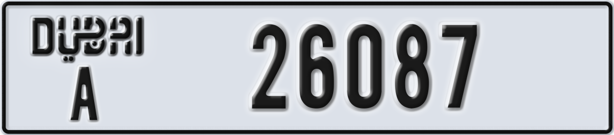 dubai License Plate Number 26087 Code A