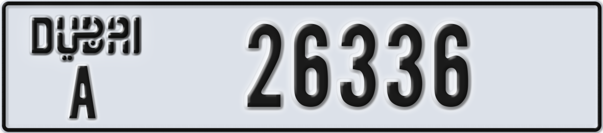 dubai License Plate Number 26336 Code A