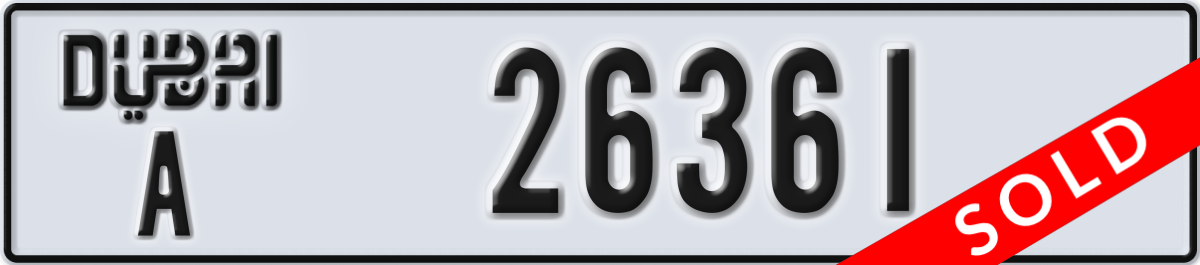 dubai License Plate Number 26361 Code A