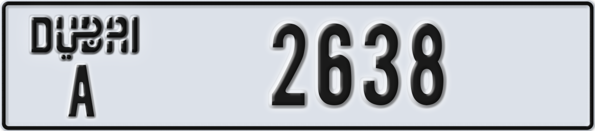 dubai License Plate Number 2638 Code A