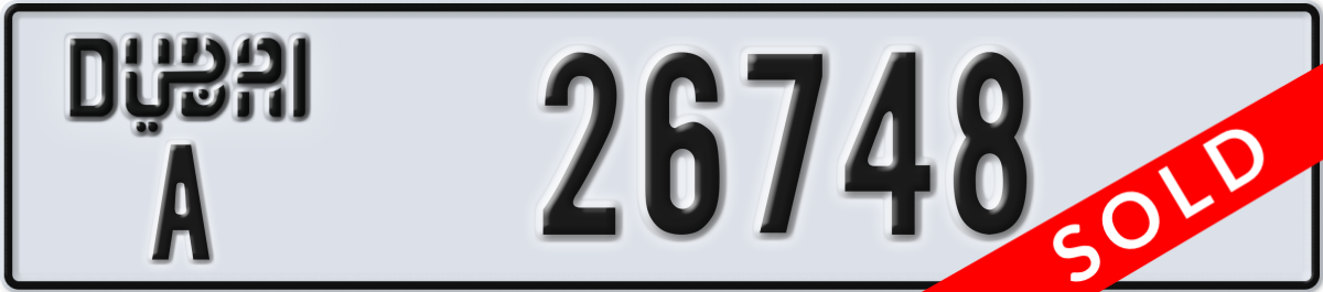 dubai License Plate Number 26748 Code A