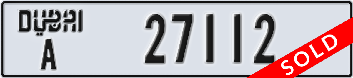 dubai License Plate Number 27112 Code A