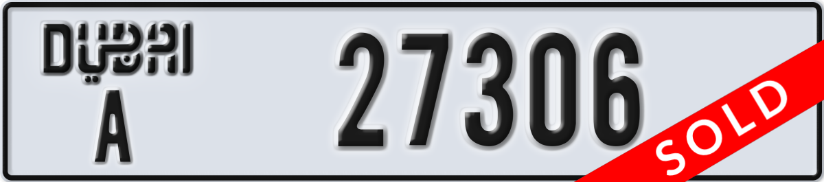 dubai License Plate Number 27306 Code A