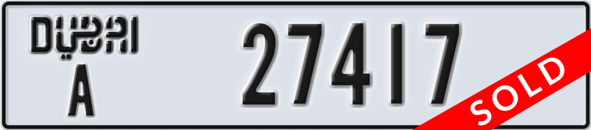 dubai License Plate Number 27417 Code A