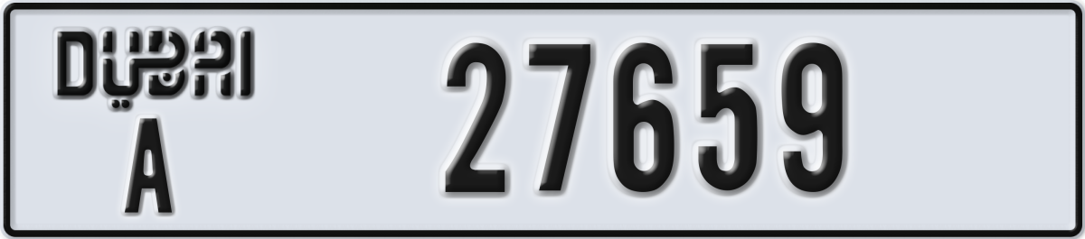 dubai License Plate Number 27659 Code A