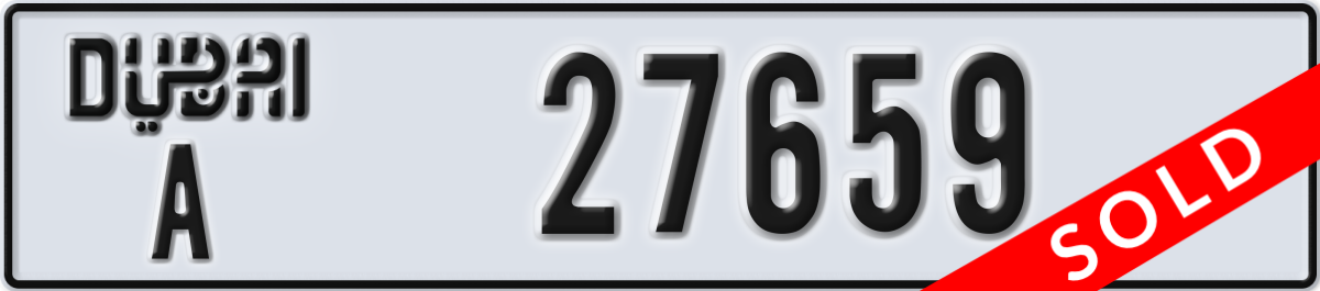 dubai License Plate Number 27659 Code A