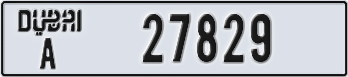 dubai License Plate Number 27829 Code A